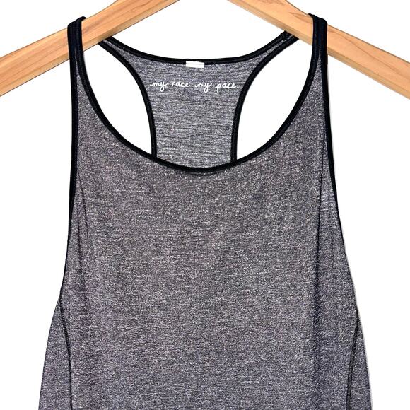 Lululemon Time To Sweat Heathered Black Grey My Race My Pace Tank Top Size 6 - Picture 4 of 11